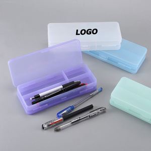 Étui à crayons en plastique translucide givré, boîte à papeterie double face pour étudiants, organisateur multifonctionnel pour fournitures scolaires - Product Image 1