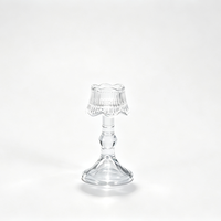 Décoration de table de mariage, porte-bougie en verre transparent en forme de lampe vintage
