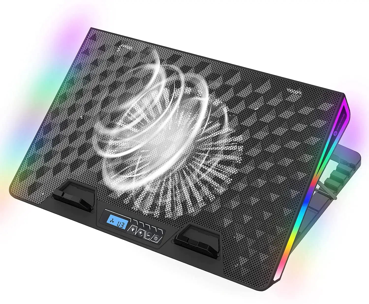 RGB Laptop Pendingin Cooler Pad untuk 17-20 Inci Notebook Fan Berat Pendingin Bantalan 2 Port USB