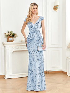 Luxuriöses Grünes Ärmelloses Pailletten-Abendkleid in A-Linie für Damen Elegantes Dehnbares Bodenlanges Ballkleid für Partys - Product Image 6