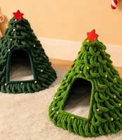 Lit de Noël pour chat, décoration de maison d'arbre de Noël, tente tour pour chat, en feutre assemblé, amovible et confortable