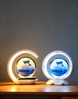 Lampe de bureau sans fil à recharge USB avec décoration de peinture au sable, veilleuse créative pour chambre à coucher et dortoir