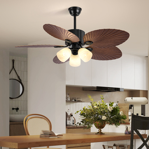HSG 645D luce ventilatore da soffitto 42-52 pollici stile tropicale foglia di palma lame a filo motore a corrente alternata corpo lampada in ferro per Patio mare - Product Image 4