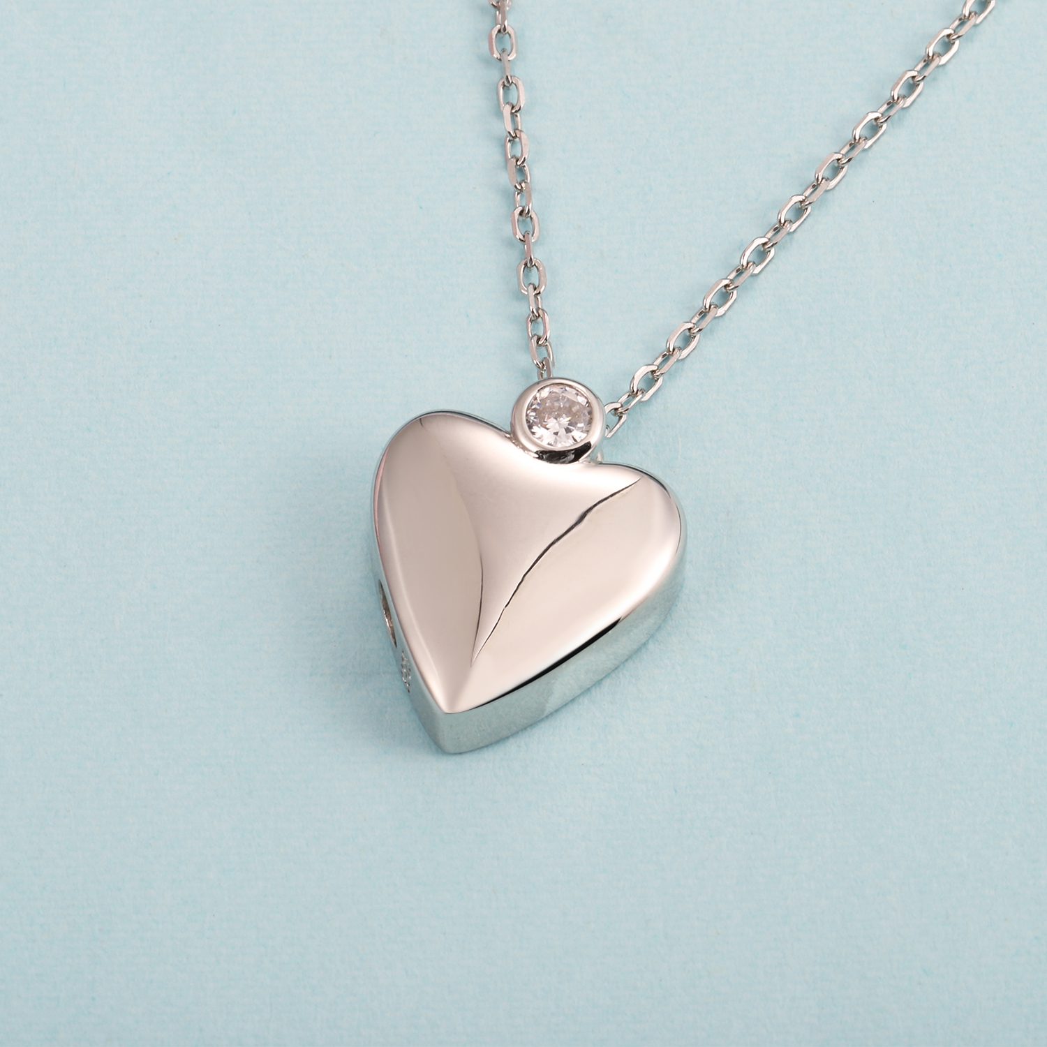 Sterling Silver Cremation Urn Necklace - "Always In My Heart" Memorial Keepsake Pendant