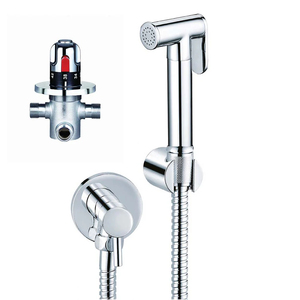 Gold Square Brass <strong>Bidet</strong> Shattaf Douche Spray Kit with Holder 1.2m Hose Shutoff - Product Image 2