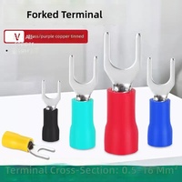 Connecteurs à fourche isolés SV en laiton pour fils électriques, bornes à fourche fendues 0,75-1,5 mm² à sertissage à froid