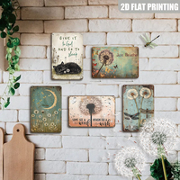Passez-le à Dieu et allez dormir - Plaque en métal vintage avec chat noir et pissenlit - Décoration murale