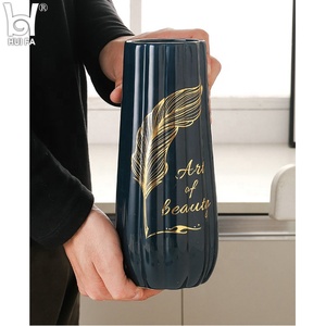 Fabbrica direttamente vendita al coperto Vasi di ceramica <span class=keywords><strong>vaso</strong></span> di fiore con oro decal <span class=keywords><strong>per</strong></span> hotel home decor - Product Image 6