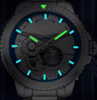 Montres de plongée automatiques en acier, lumineuses 24h/24, avec design d'usine et personnalisation par lots, similaire au design de la montre Flywheel, pour marque privée
