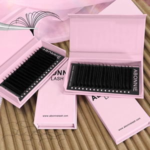 Extensiones de Pestañas Abonnie, Suministros Coreanos de PBT para Volumen, Extensiones de Pestañas <span class=keywords><strong>007</strong></span> con Reverso de Lámina, Color Negro Mate - Product Image 1