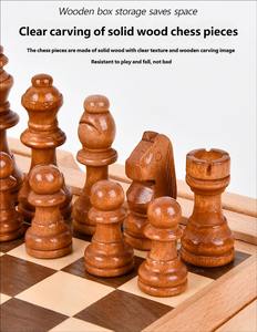 Juego de mesa educativo premium 5 en 1 con estuche de madera de haya para ajedrez, damas y dominó, ideal para el desarrollo infantil. - Product Image 2