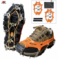 Crampons de neige et de glace pour chaussures, à 19 dents en acier inoxydable, pour la randonnée hivernale, imperméables et sécurisés