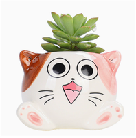Pot à succulentes en céramique en forme de chat mignon, mini-jardinière animale de dessin animé, décoration de petite plante verte pour la maison et le bureau