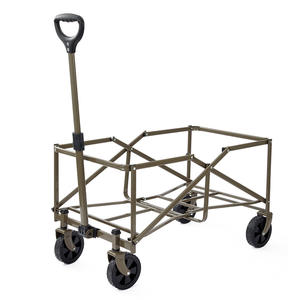 Outdoor Camping <b>Cart</b> 70L Foldable Four-Wheel <b>Trolley</b> Dark Brown Metal Lightweight Portable <b>Folding</b> <b>Cart</b> for Camping and Travel - Product Image 2