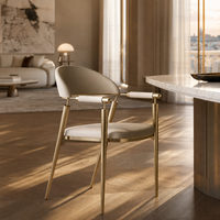 Chaises de salle à manger tendance pour la maison et l'hôtel, chaises dorées pour salle à manger, meubles de salle à manger modernes, chaises de salle à manger en cuir de luxe