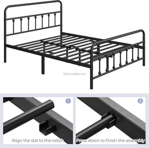 <span class=keywords><strong>Letto</strong></span> Matrimoniale in <span class=keywords><strong>Ferro</strong></span>, Struttura in Acciaio Rinforzato con Testiera e Vano Contenitore, Presa di Corrente Integrata, Facile Montaggio - Product Image 5