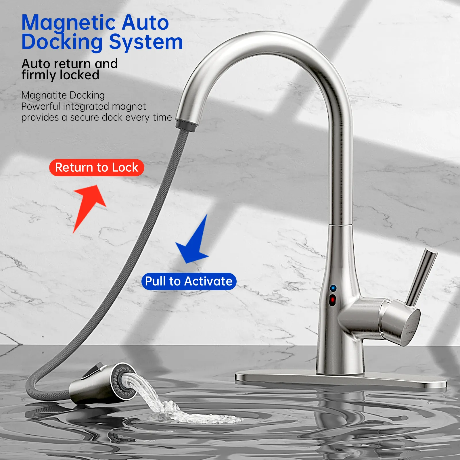 Water Quality Monitoring APP Control Kitchen Sink Faucet Pull Down Touchless Faucet Automatic Sensor Faucets