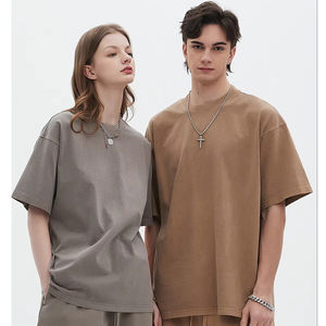 하이 퀄리티 100% 면 티셔츠 빈티지 사용자 정의 그래픽 인쇄 드롭 숄더 워시 T 셔츠 산성 워시 빈 대형 티셔츠 - Product Image 3