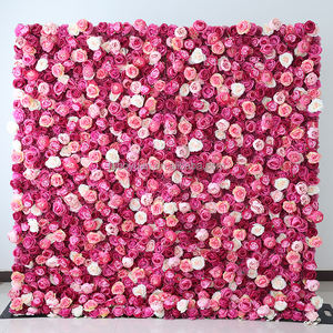 E hot pink bunga sutra tema dinding dusty pink bunga mawar dekorasi panel dinding roll up mawar dinding bunga buatan latar belakang - Product Image 2