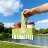 Support de transport robuste en papier kraft pour 2 gobelets avec poignée, certifié FSC, CE, FDA, BSCI, CAPR, NSF, pour boissons à emporter