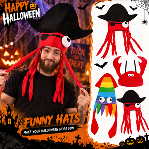 Lustige Halloween-Hüte Neuartige Piraten-Tintenfisch-Krabben-Hummer-Regenbogen-Kostümhüte Kopfbedeckungen für Cosplay Halloween, Karneval, Strand & Meer - Product Image 1