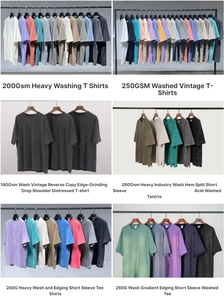เสื้อยืดวินเทจปักลายแบบกำหนดเอง ล้างสีแบบแอซิดวอช สไตล์สตรีทแวร์ ผ้าคอตตอนหนา ลุคดิสเทรส พร้อมโลโก้ ทรงโอเวอร์ไซส์ ไหล่ตก - Product Image 3