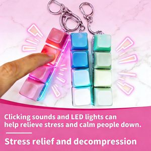 SOMAREM Keyboard Fidget Toy 4 Key Clicker with Led <b>Lights</b> Keychain for Ages 8-13 Unisex Plastic Stress Reliever - Product Image 4