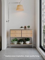Console de rangement et d'exposition en bois de bouleau avec panneau en aluminium, démontable, pour couloir et entrée