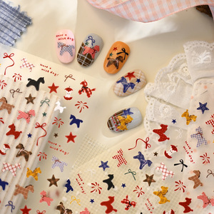 Autocollants pour ongles à motif écossais britannique vintage TS4258, décorations mignonnes pour ongles en patchwork pour le Nouvel An, pour la manucure DIY - Product Image 3