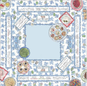 Tapis de mahjong carré bleu ciel avec imprimé abeilles et lys de la vallée, couverture de table antidérapante, tapis de jeu doux - Product Image 5