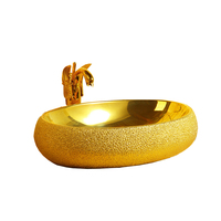 Lavabo de salle de bain doré, livraison gratuite, nouveau design, vasque en céramique dorée