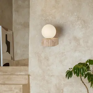 Wabi Sabiスカンジナビアの石造りのベッドサイドの壁ランプTravertine Sconceホテルの回廊の階段のレストランの寝室のためのLEDライト - Product Image 3