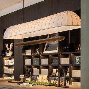 Bắc Âu Thiết Kế Cổ Điển Mỹ Đèn Chùm Với Màu Đen Kim Loại Vải Chụp Đèn Cho Phòng Khách Giữa Ánh Sáng Mặt Dây Chuyền - Product Image 1