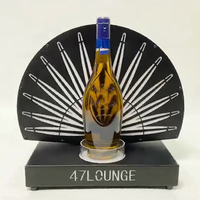 Porte-bouteilles rond en acier inoxydable avec télécommande pour discothèque, étagères à vin, présentoir à bouteilles lumineux LED de style moderne