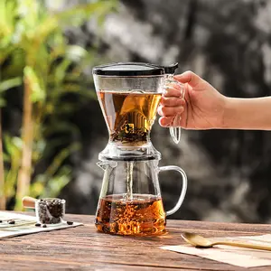 Infuseur à thé facile à personnaliser, 600ML, machine à thé magique, théière à feuilles avec dessous de verre