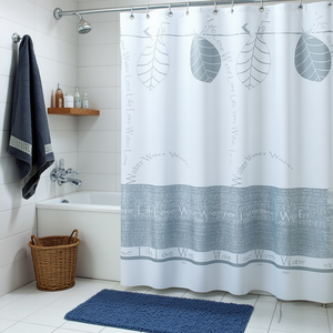 Cortina de ducha Love de 180x200 cm con diseño de hojas para baño - Product Image 3