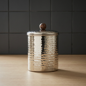 Handcrafted Metal Food Container <b>Round</b> With Lid Minimalist Design Keep Fresh 1 Layer ≤5kg Storage <b>Box</b> - Product Image 5