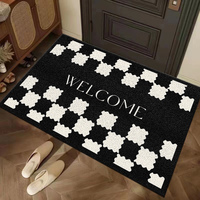 Tapis de sol pour hall d'entrée, zone de changement de chaussures, en PVC lavable, antidérapant, avec support en caoutchouc épais et design à boucles métalliques