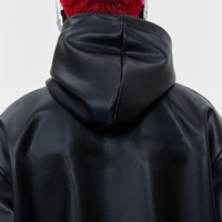 Sweat-shirt à capuche en cuir PU fonctionnel brodé avec logo personnalisé OEM pour hommes et femmes