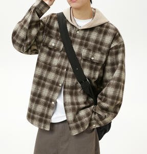 Chemise à boutons en flanelle à carreaux vintage de haute qualité, douce, 100% coton, logo personnalisé, veste décontractée à manches longues, <span class=keywords><strong>sweat</strong></span>-shirt pour homme - Product Image 4