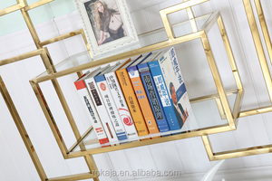 Hot Sales Gold Stainless Steel <strong>Bookshelf</strong> Bookcase Storage Rack Display <strong>Stands</strong> Bookshelves Wall Modern - Product Image 4