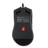 Mouse Gaming lampu latar LED RGB berkabel, Mouse Gaming ergonomis dapat diprogram PC komputer kustom V70 murah