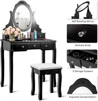 Ensemble de coiffeuse moderne en bois pour chambre à coucher avec miroir, tiroirs de rangement et finition peinte – Vente en gros