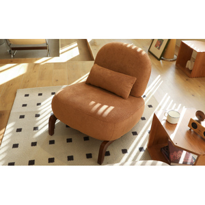 Modern Cute Accent Chair Solid Wood Legs Velvet Electric Ergonomic Soft Cushion Cozy Bedroom Chair Comfy Armless Reading Chair - Product Image 3