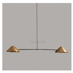 Lustre moderne du milieu du siècle en laiton avec abat-jour conique, style années 1950, en laiton brut fait main, luminaire de plafond à 1 ampoule pour salon et chambre à coucher - Product Image 1