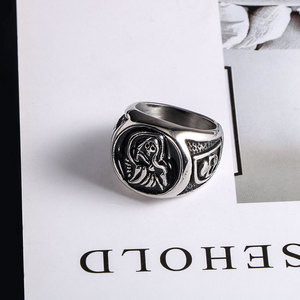 Retro Skull <b>Ring</b> Men's <b>Titanium</b> Steel Shield Design Fashion Jewelry SA754 - Product Image 3