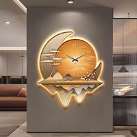 Peinture murale décorative d'art de luxe avec éclairage LED, tableau sur toile, design nature morte, horloge, cristal, porcelaine