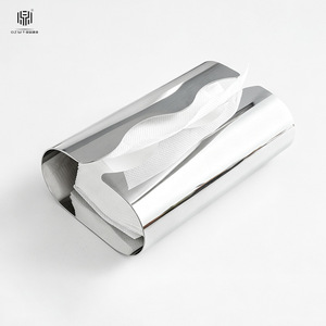 Boîte à mouchoirs Wave Shadow en acier inoxydable 304, finition miroir, porte-mouchoirs de bureau pour hôtel - Product Image 2