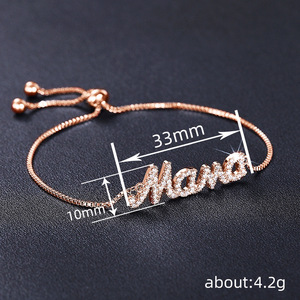Bracciale con scritta 'Mama' per Donne, Elegante Accessorio da Polso con Micro Incastonature di Zirconia Cubica - Product Image 3