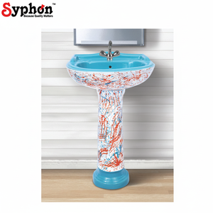 อ่างล้างหน้าเซรามิกแบบแท่นสำหรับห้องน้ำหรูหราสินค้าส่งออกจากอินเดีย - Product Image 1